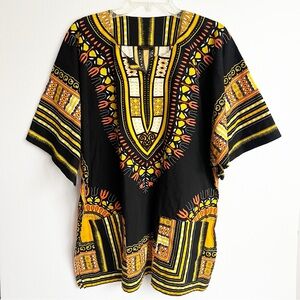 Traditional African Dashiki Black Gold Yellow XL
